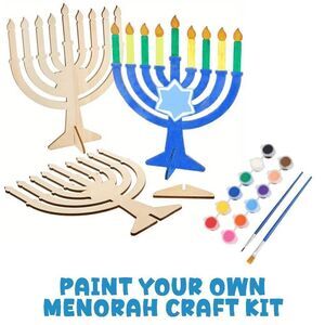 DIY Hanukkah Menorah Craft for Kids, Wooden Menorah Decorations, Festival of Lig